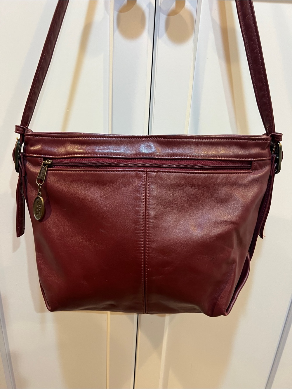 Stone Mountain oxblood Leather Shoulder 3 Compartment Handbag Purse